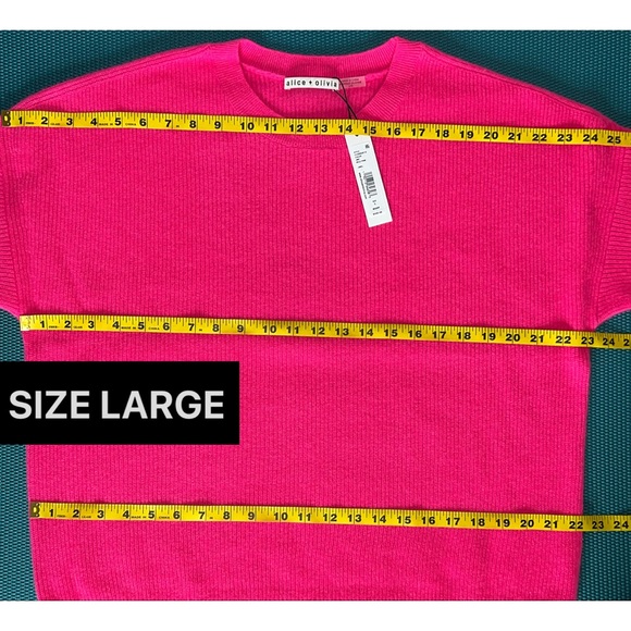 Alice + Olivia Caprice Wild Pink Cashmere Drop Shoulder Pullover Sweater - Picture 12 of 16